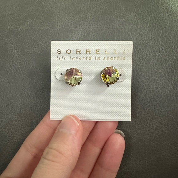 Sorrelli Gold and Purple Crystal Earrings - Picture 2 of 3